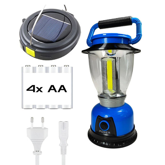 Lampă solară de camping LED multifuncțională din plastic, culoare galbenă