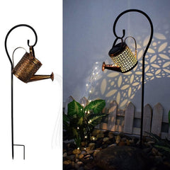 Lampă Solară de Grădină cu Stropitoare Decorativă, Metal, Lumini LED, Golden