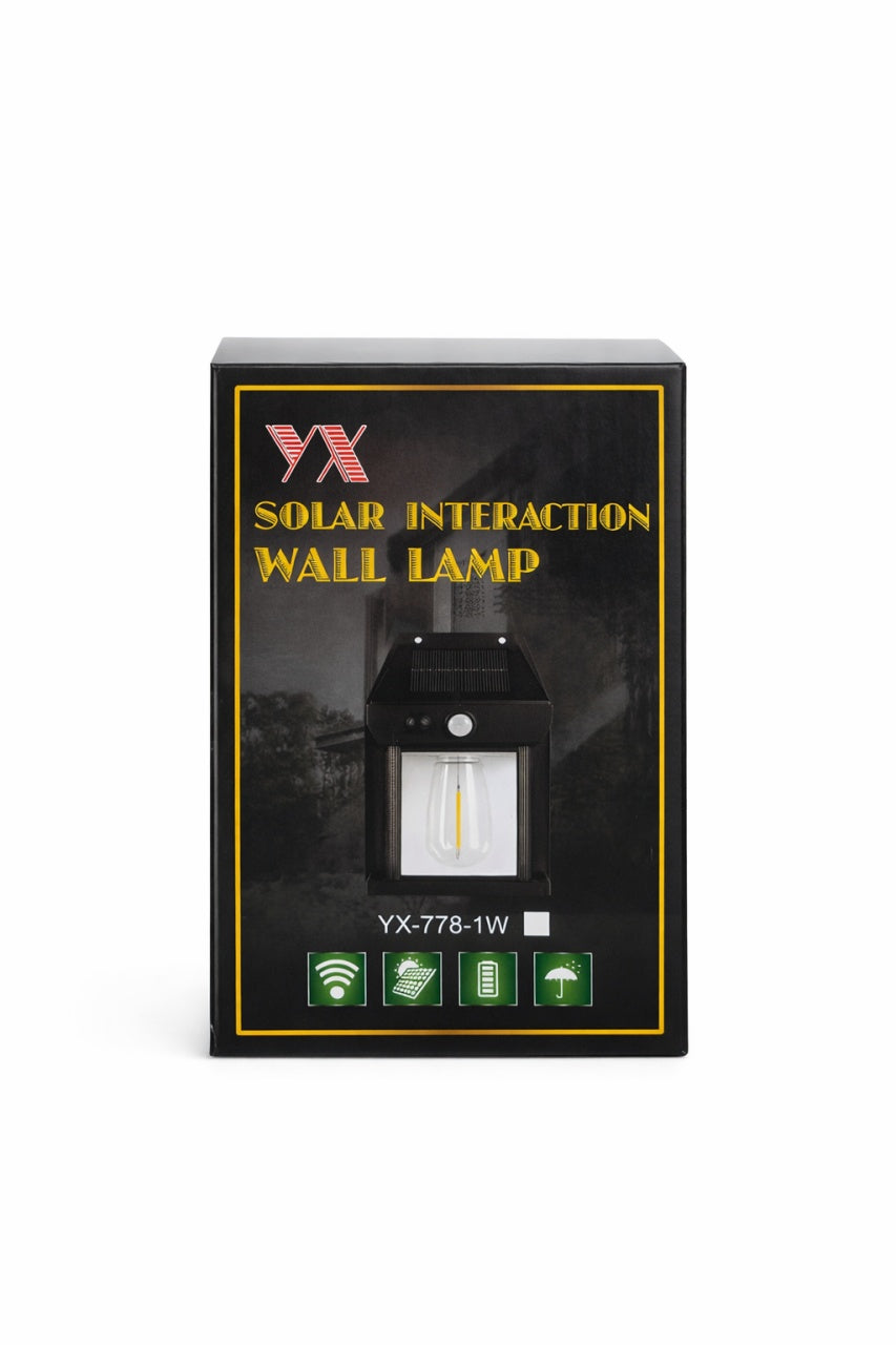 Lampă solară de perete LED pentru exterior, negru, din plastic rezistent la apă