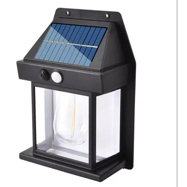 Lampă solară de perete LED pentru exterior, negru, din plastic rezistent la apă