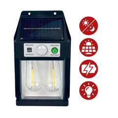 Lampă solară de perete VX, neagră, plastic, cu senzor de mișcare și panou solar eficient, 3W
