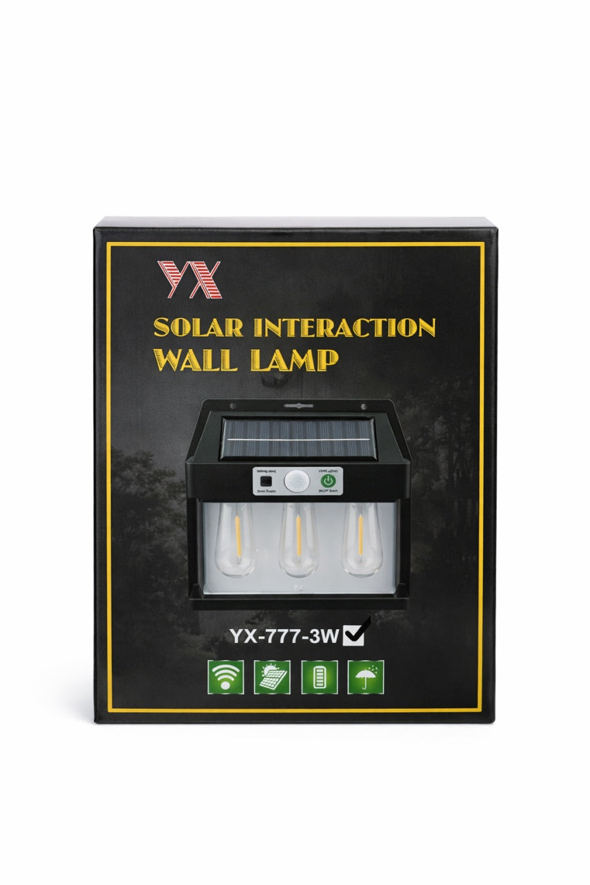 Lampă solară de perete YX, plastic, senzor mișcare, negru