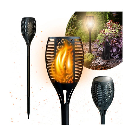 Lampă solară decorativă LED pentru grădină, metal, 68 cm, neagră