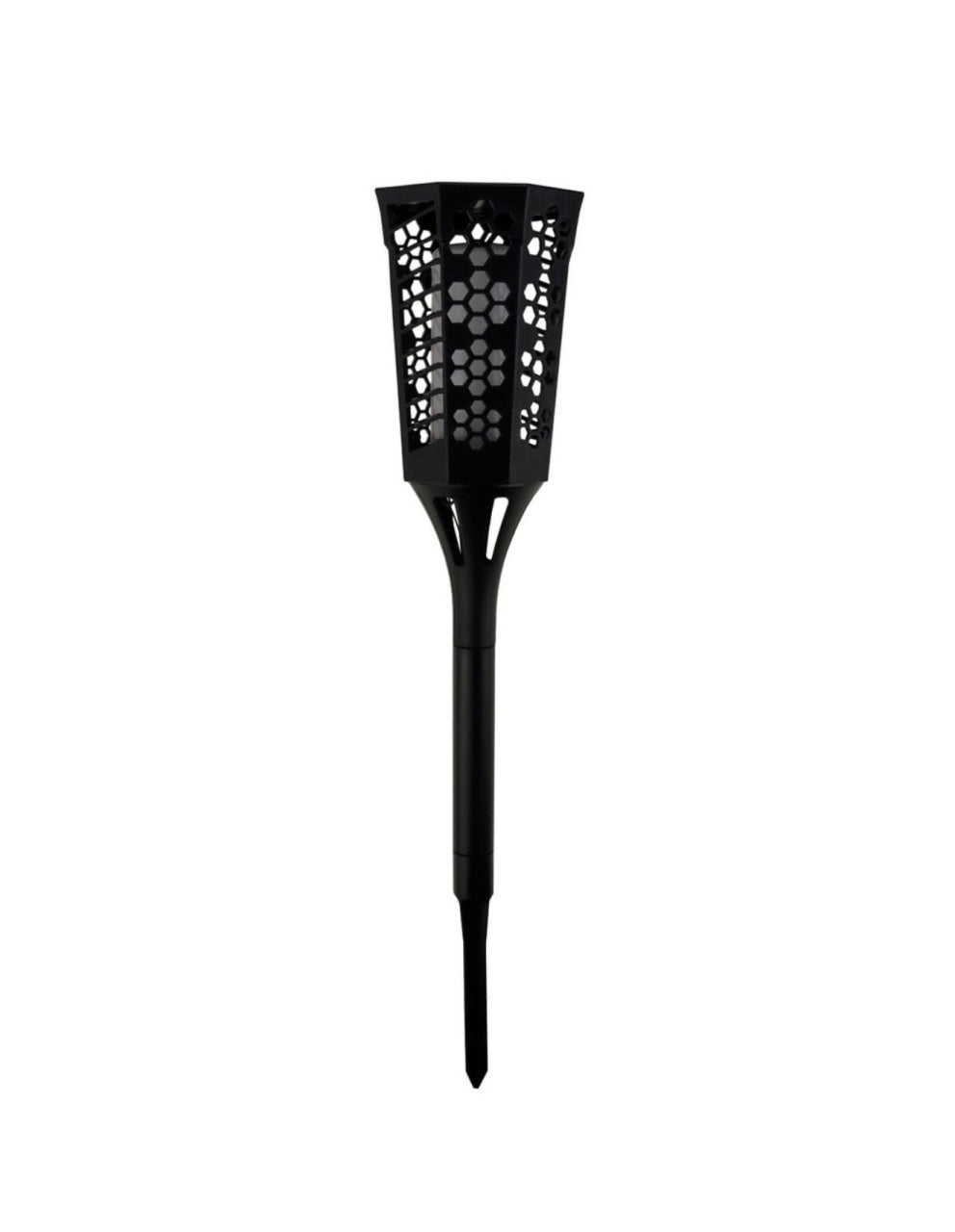 Lampă solară decorativă tip torță LED, set 2 bucăți, plastic, negru