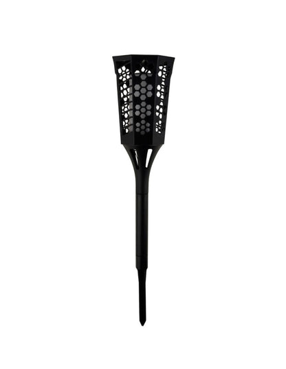 Lampă solară decorativă tip torță LED, set 2 bucăți, plastic, negru