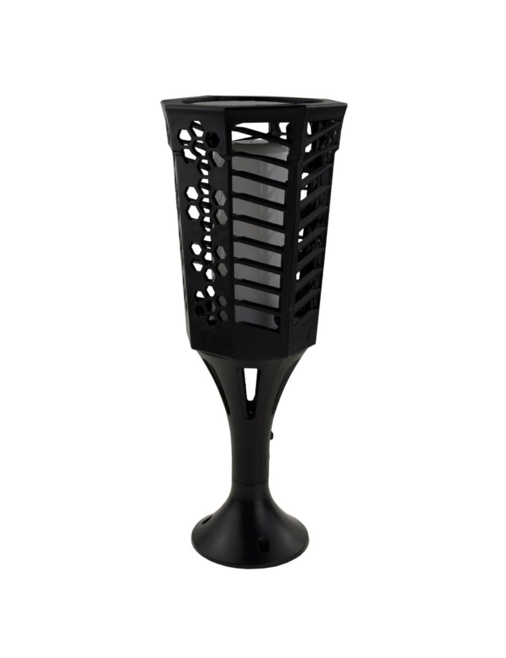 Lampă solară decorativă tip torță LED, set 2 bucăți, plastic, negru
