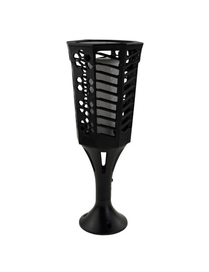 Lampă solară decorativă tip torță LED, set 2 bucăți, plastic, negru