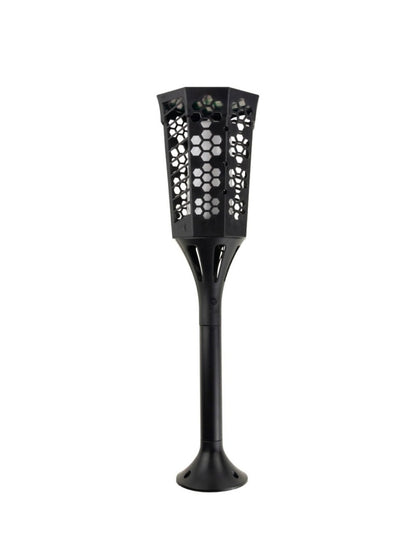 Lampă solară decorativă tip torță LED, set 2 bucăți, plastic, negru