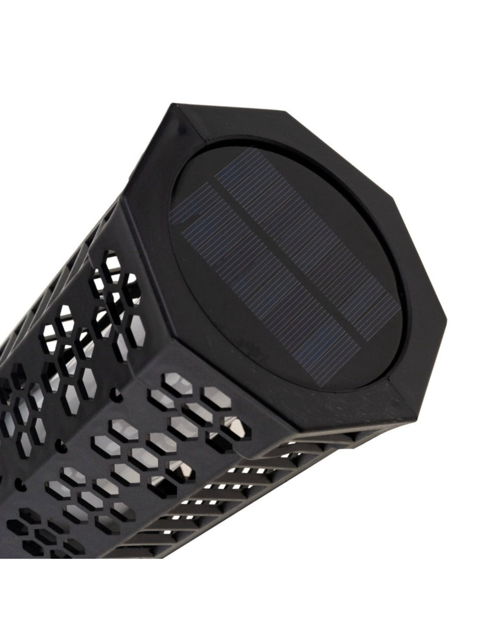 Lampă solară decorativă tip torță LED, set 2 bucăți, plastic, negru
