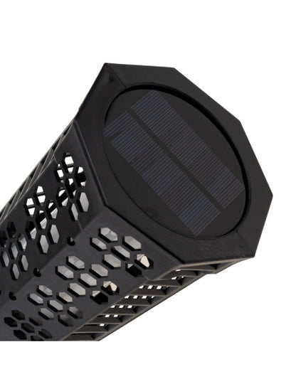 Lampă solară decorativă tip torță LED, set 2 bucăți, plastic, negru