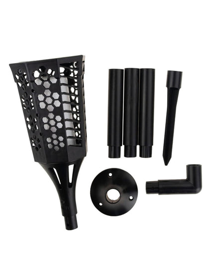 Lampă solară decorativă tip torță LED, set 2 bucăți, plastic, negru