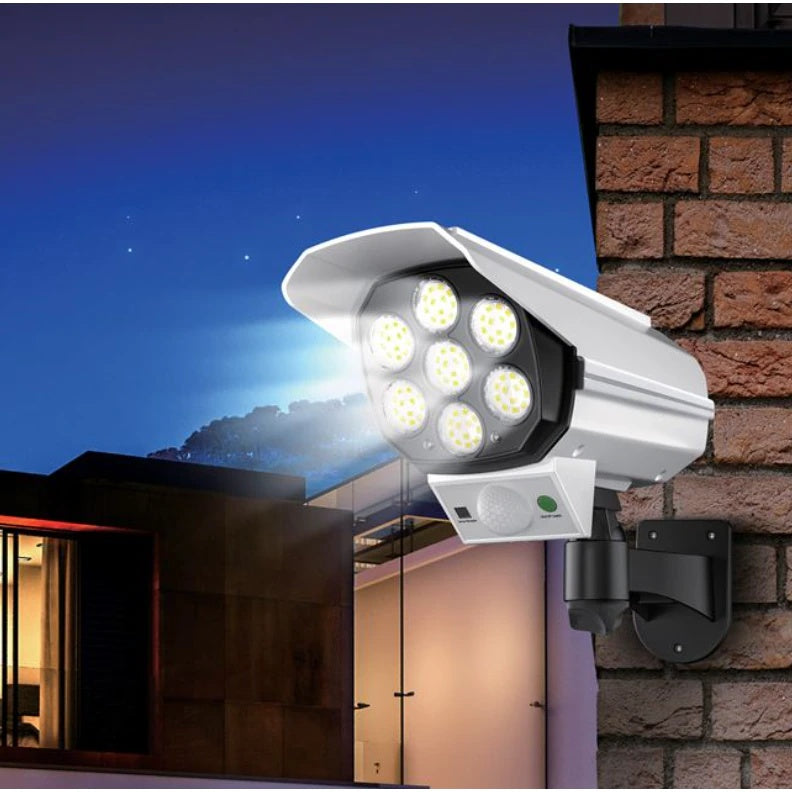 Lampa Solara LED cu Senzor Miscare si Telecomanda, Camera Supraveghere Falsa, Exterior