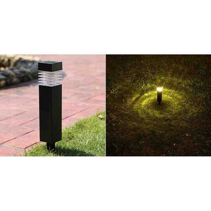 Lampă solară LED cu țeapă decorativă pentru grădină, plastic negru, lumina rece