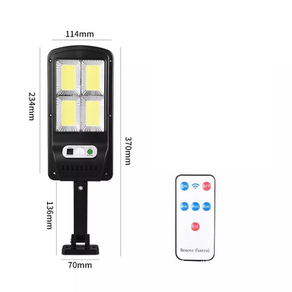 Lampă solară LED pentru grădină cu 120 COB LED-uri și telecomandă, negru, 114x234x370mm