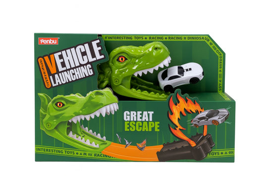 Lansator Masinute Dinozaur , 30x20 cm, Joc cu Dinozauri si Circuit, Great Escape