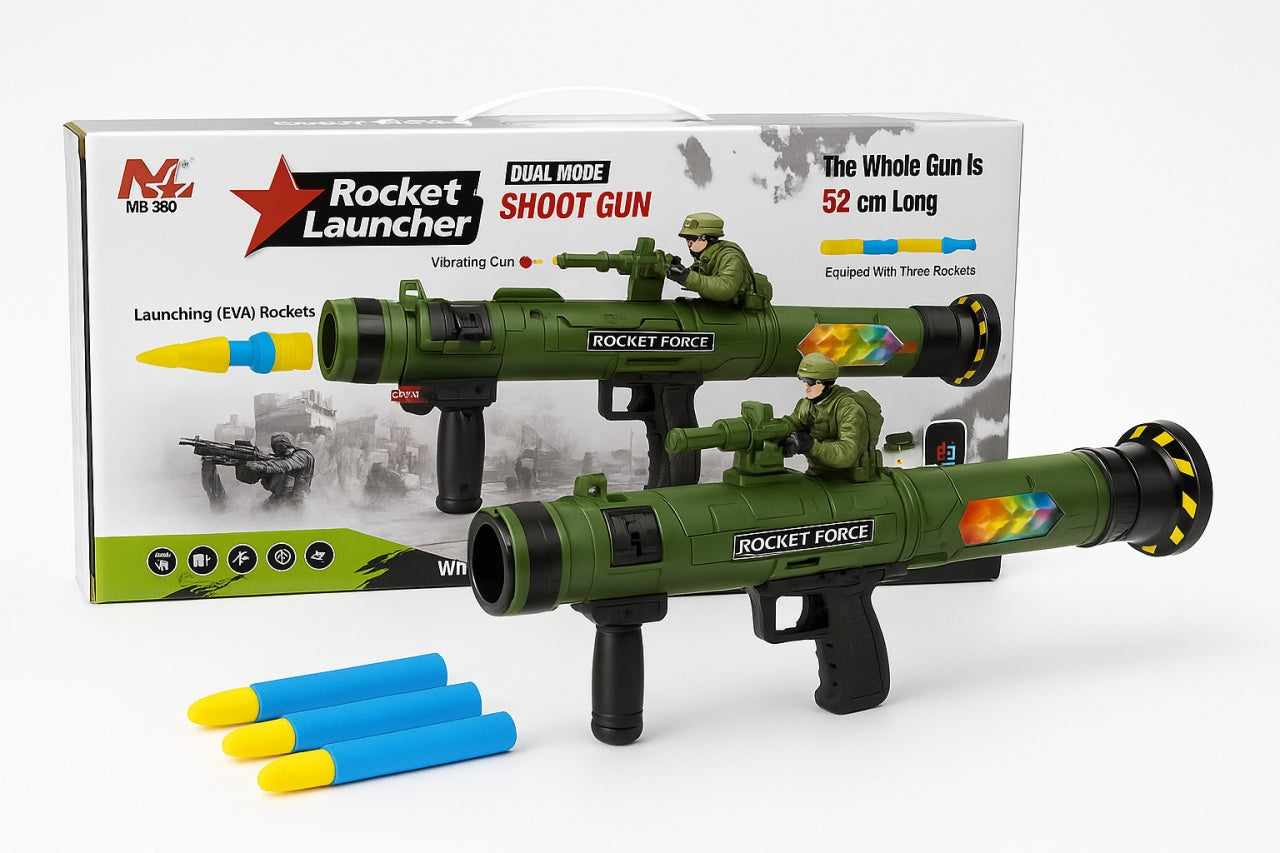 Lansator Rachete Jucarie 52 cm cu 3 Proiectile EVA si Soldat , Rocket Launcher