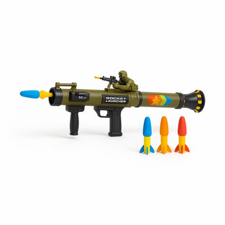 Lansator Rachete Jucarie 52 cm cu 3 Proiectile EVA si Soldat , Rocket Launcher