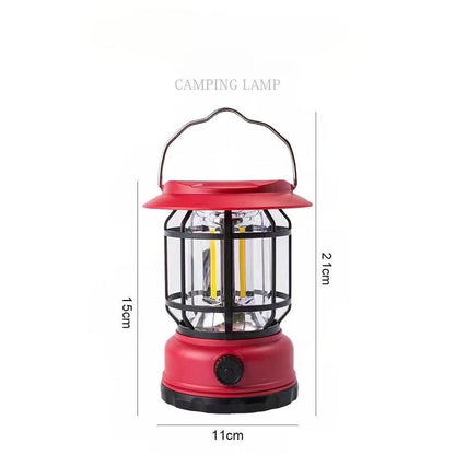 Lanternă de camping LED roșie, plastic durabil, încărcare solară 21cm x 11cm x 15cm