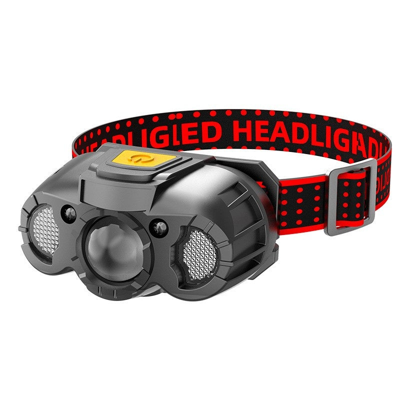 Lanterna LED de Cap, , cu Suport Inclus, Incarcare USB Tip C, Raza 100-200m, 5W, 6 Trepte de Lumina, 400 mAh, Gri