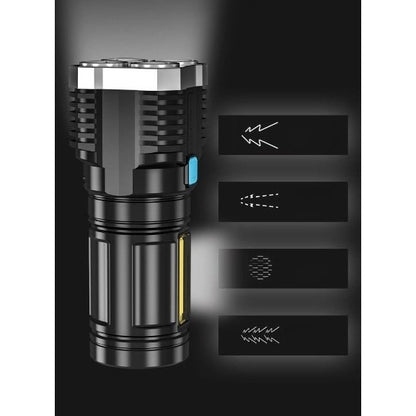 Lanterna LED Tactica 2 in 1, , 4 Moduri de Iluminare, Tip Proiector COB, Rezistenta la Apa, Reincarcabila, USB, Lanterna de Drumetii, 13.6 x 5 cm, Negru