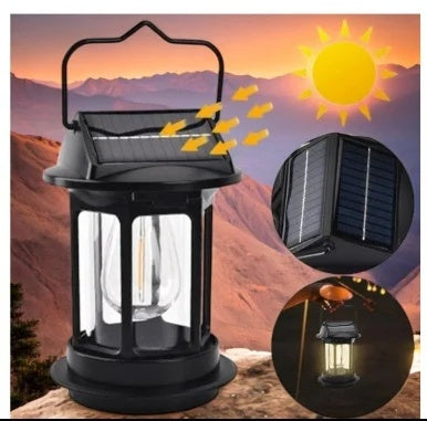 Lanterna solară cu senzor pentru exterior, plastic negru, reîncărcare solară și încărcare USB