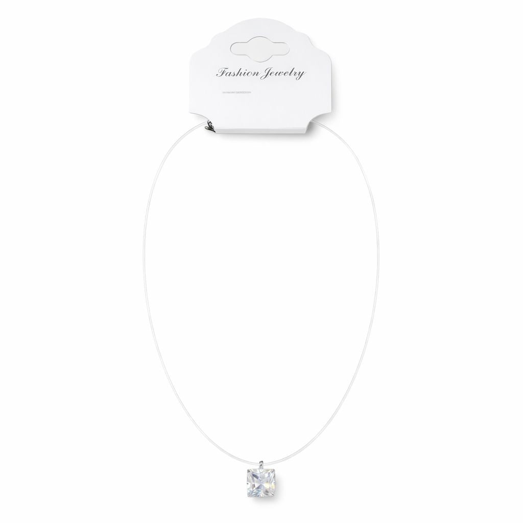 Lantisor invizibil Roxe reglabil 36cm cu pandantiv cristal patrat elegant