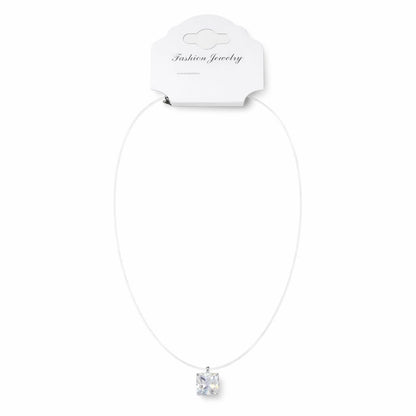 Lantisor invizibil Roxe reglabil 36cm cu pandantiv cristal patrat elegant