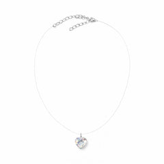 Lantisor invizibil Roxe reglabil 36cm cu pandantiv inimioara cristal