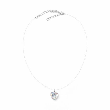 Lantisor invizibil Roxe reglabil 36cm cu pandantiv inimioara cristal