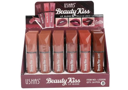 Lip Gloss Mat USHAS Beauty Kiss 8g , Buze Catifelate cu un Finish Elegant