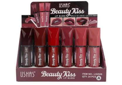 Lip Gloss Mat USHAS Beauty Kiss 8g , Buze Catifelate cu un Finish Elegant