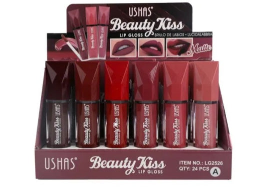 Lip Gloss Mat USHAS Beauty Kiss 8g , Buze Catifelate cu un Finish Elegant
