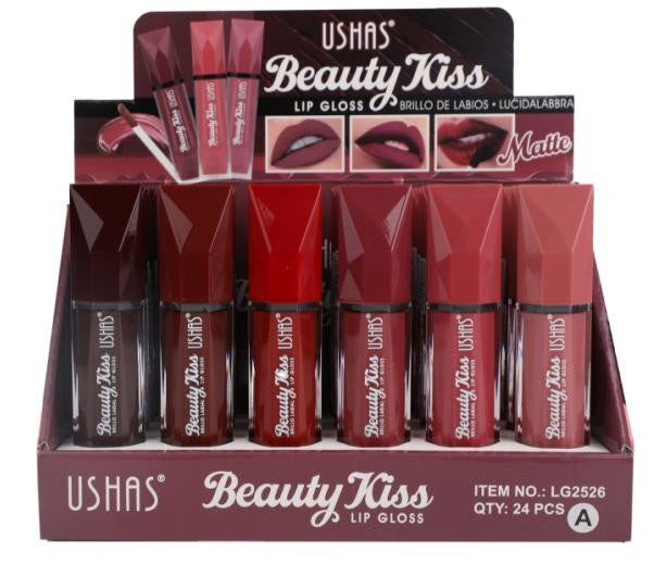 Lip Gloss Mat USHAS Beauty Kiss 8g , Buze Catifelate cu un Finish Elegant