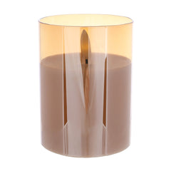 Lumanare decorativa in pahar auriu fumuriu , design elegant, ambient cald