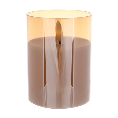 Lumanare decorativa in pahar auriu fumuriu , design elegant, ambient cald