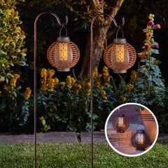 Lumină de Grădină Solară LED cu Cârlig, Efect Flacără Flicărâtoare, Negru, Metal, 78cm