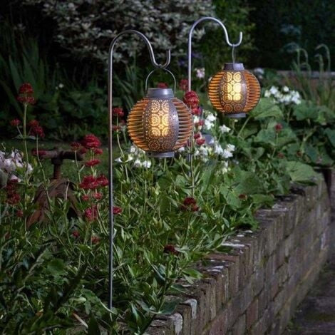 Lumină de Grădină Solară LED cu Cârlig, Efect Flacără Flicărâtoare, Negru, Metal, 78cm