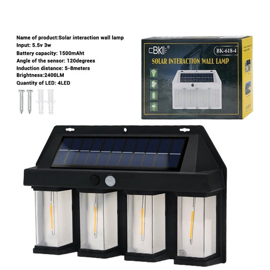 Lumină Solară cu Senzor de Mișcare, Plastic, Neagră, XF-8898, Lumină Inducție Solară