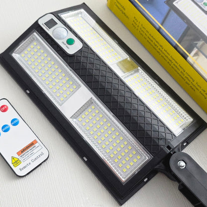 Lumină solară cu senzor LED, control telecomandă, montaj perete, negru