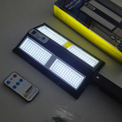 Lumină solară cu senzor LED, control telecomandă, montaj perete, negru