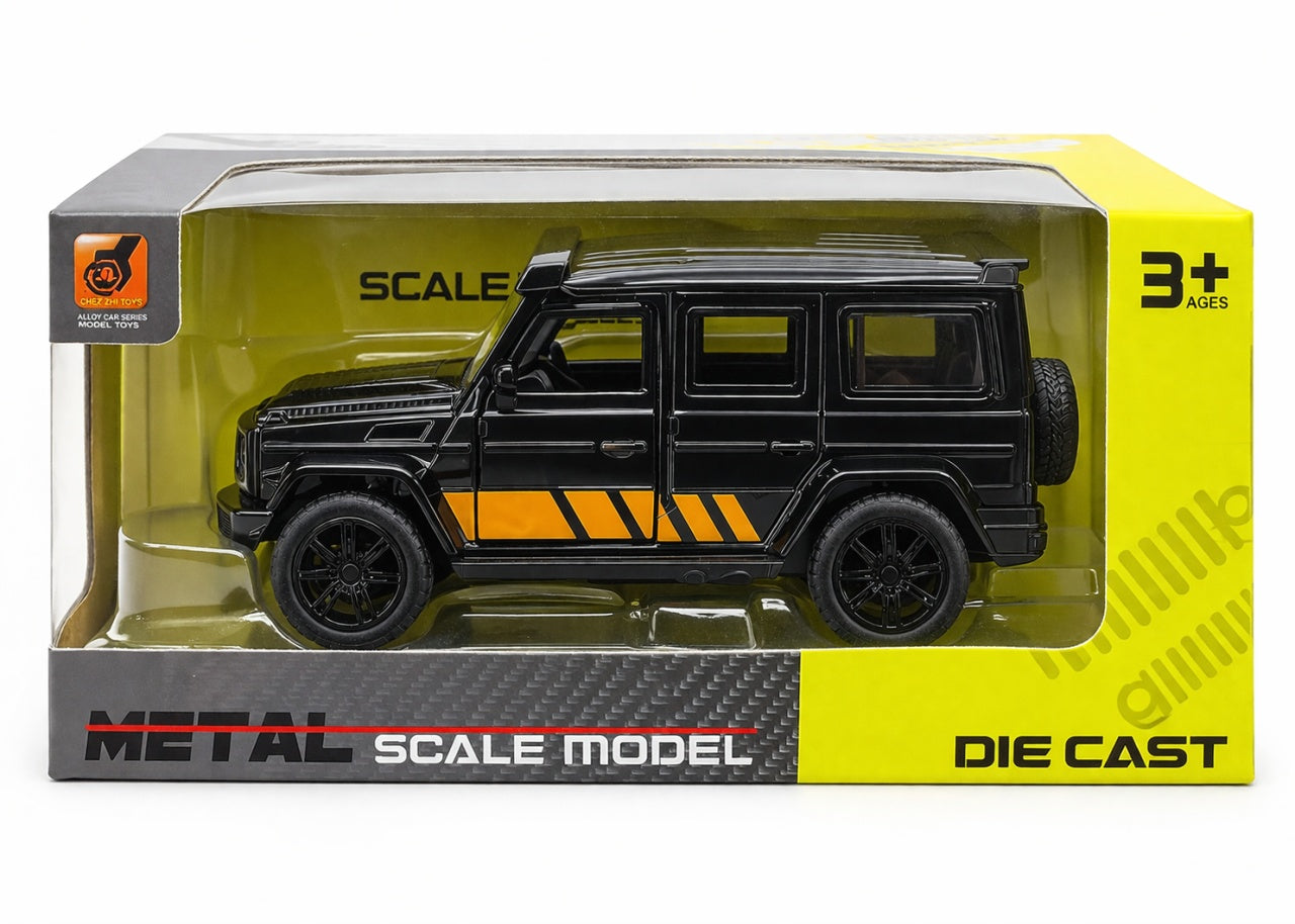 Macheta masina off road neagra 1:24 metal die cast, usi functionale, 15.5 x 7 cm