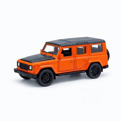 Macheta masina off road portocalie 1:24 metal die cast, usi functionale, 15.5 x 7 cm