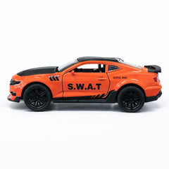 Macheta masina sport SWAT portocalie 1:24 metal die cast, usi functionale, 15.5 x 7 cm