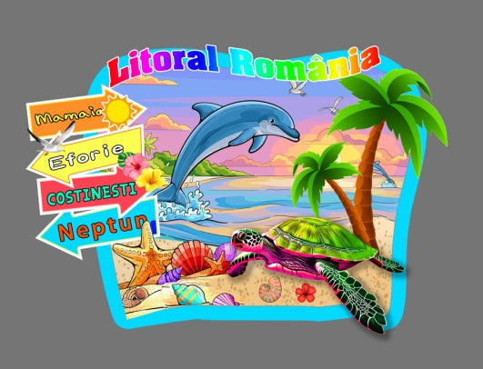 Magnet decorativ frigider Litoral România, multicolor, dimensiune medie
