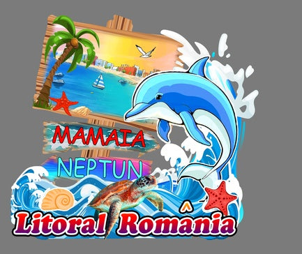 Magnet decorativ multicolor cu tematică litoral, 10x7 cm