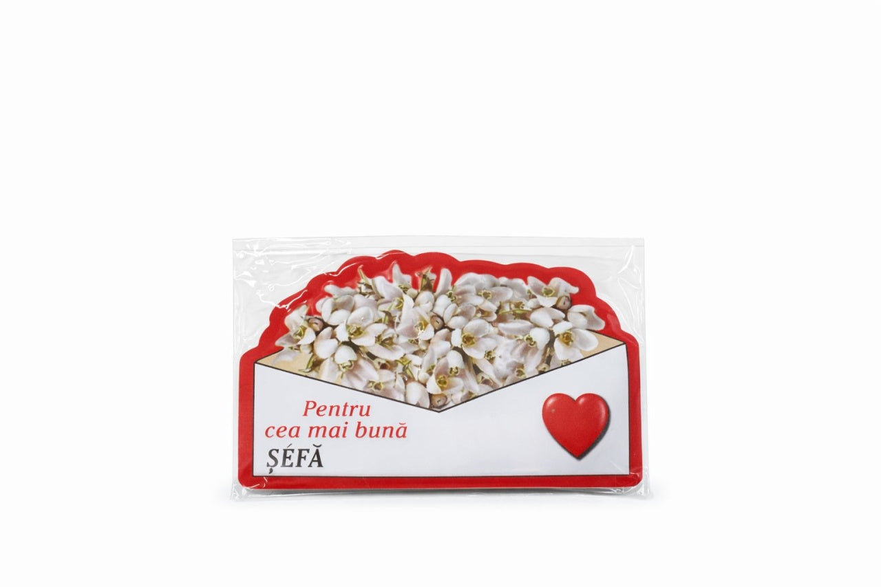 Magnet martisor cu mesaj Pentru cea mai buna sefa, cadou simbolic de primavara, 10x6cm