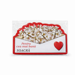 Magnet martisor cu mesaj Pentru cea mai buna soacra, cadou simbolic de primavara, 10x6cm