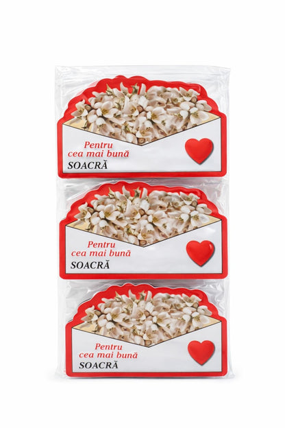 Magnet martisor cu mesaj Pentru cea mai buna soacra, cadou simbolic de primavara, 10x6cm