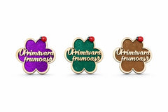Magnet martisor din lemn forma de trifoi cu mesaj Primavara frumoasa 6x6cm