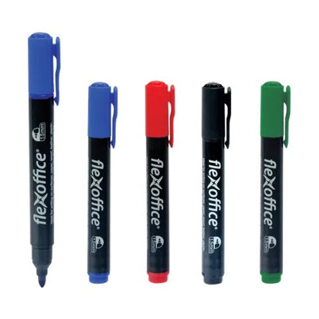 Marker permanent Flexoffice Negru, scriere durabila si precisa pe orice suprafata,